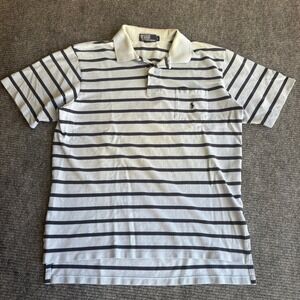 Polo Ralph Lauren Striped Pocket Polo Shirt Mens Large Blue Short Sleeve Cotton